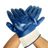 Anti-Acid and Anti-Alkali Cotton Jersey Liner Nitrile Fully Coated Safety Cuff Gloves