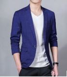 2016 Blue Latest Men Linen Business Casual Jacket
