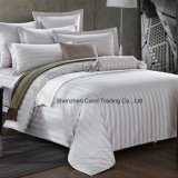 100% Cotton Bleached White Striped Luxury Hotel Bedding Set