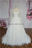 Long Sleeve A-Line Muslim Lace Wedding Dress with Belt Decoration