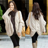 Fashion Style Plus Size Bat Sleeve Knitted Wool Cardigan (66180)
