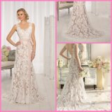 Sleeveless Lace Bridal Gowns Champagne Lining Mermaid Wedding Dresses B34