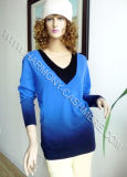 Cashmere V Neck Sweater with Gradation Color