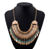 Statement Necklace, Leaf Coin Bohemian Turkish Chain Tassel Bib Collar Necklace for Women Jewelry