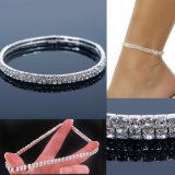 1PCS Foot Anklet Double Stretch Rhinestone Silver Gold Anklet