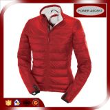 2015 Ladies Full of Red Down Jacket with Printing Piping
