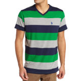 Custom Stripe Cotton CVC Men's Outwear T-Shirt