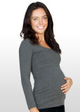 Charcoal Long Sleeve Knitted Maternity T Shirt