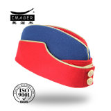 Red and Blue Side Cap with Metal Buttons