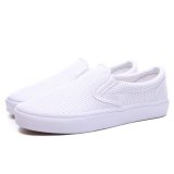 Vintage Style Plain White Leather Breathable Casual Sneakers Footwear Shoes
