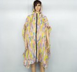Fashion Women's Allover Printed Raincoat Polyester Rain Poncho