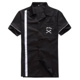 Amazon Ebay Store Hot Sale Men's Formal Wear Black Short Sleeves Bowling Style Shirts