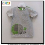 Grey Color Baby Clothes Combed Cotton Infant T-Shirt