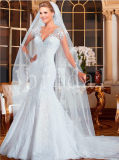 Luxury Mermaid Trumpt Transparent Long Sleeves Lace Pattern Wedding Dress