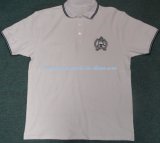 White Polo Shirt with Strips & Emrboidery Logo