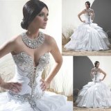 Sweetheart Wedding Dress Crystal Bridal Ball Gown Ruffled Wedding Gown H1527