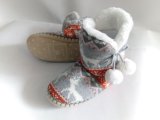 Wholesale Womens Winter Indoor Knitted Half Boots with POM Poms