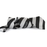 New Classic Black Striped Necktie Custom Made Logo Silk Tie