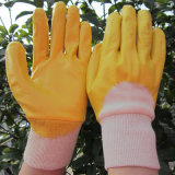 Yellow Nitrile Fully Dipped Gloves Labor Protective Safety Work Glove