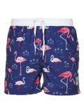 Men's Poly Lycra 4 Way Stretch Flamingo Digital Printing Swimming Shorts