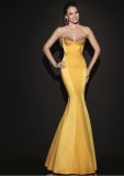 Hot Sale Gold Satin Evening Dres Party Gown