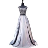 Beaded Crystal Formal Gown Grey Custom Prom Evening Dresses Bc1134