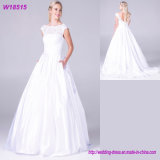 Satin Strapless Embroidery Charming Ivory and White Wedding Dress W18515