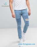 Denim Men Jeans with Paint Splatter & Patched