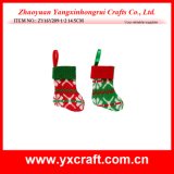 Christmas Decoration (ZY16Y209-1-2 14.5CM) Red Green Kintted Christmas Decorated Socks