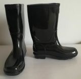 Waterproof Black Medium Rain Boot, Cheapness Man Rain Boots, Cheap Black PVC Rain Boot