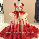 Red Champagne Lace Girls Ball Gown Flora Beads Flower Girl Dresses B1518