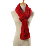 Women Fashion Acrylic Knitted Tassel Scarf (YKY4641)