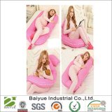U Shape Body Support Pillow Pink Color with White Dots