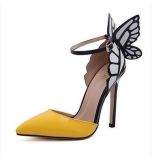 Women One Word Buckle Ream Butterfly Fine High Heel Sandals