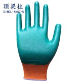 13G Polyester Liner Green Nitrile Coated Safety Gloves with Ce