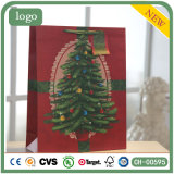 Coated Paper Green Christmas Tree Gift Paper Bag