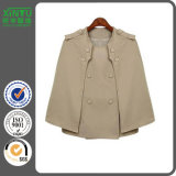 2016 Khaki Wool Facny Women Cape Blazer with Removable Sleeves