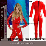 High Quality Gloss Stretch Vinyl Rubber Faux Leather Jumpsuit (8044)