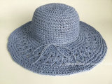 Hand Crocheted Pattern Paper Straw Women Hat