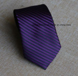 Poly Jacquard Purple Black Striped Necktie