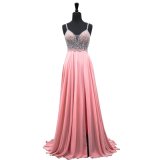 Crystal Cocktail Party Prom Gown Vestidos Sheer Top Evening Dress E1208
