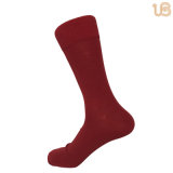 Men's Hot Sale Red Solid Color Cotton Business Sock