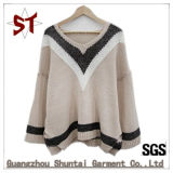 Fashionable Casual Color Mixing Ladies Knit Sweater