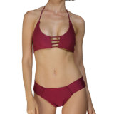 Sexy Women Maroon Cage Bralette Bikini Swimwear
