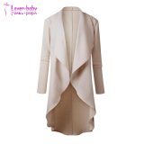 Womens Lapel Irregular Long Sleeves Sweater Jacket Solid Open Front Cardigans Coat