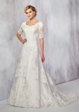 Amelie Rocky Half Sleeves Custom Made Satin Wedding Dresses Cheap