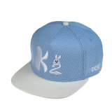 Custom Blue 5 Panels Polyester PU Flat Brim Sport Cap Snapback Cap Man Hat