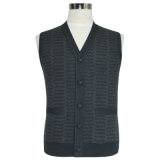 Bn1649 Men'syak and Wool Blended Luxury Knitted V Neck Cardigan Waistcoat