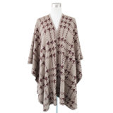 Lady Fashion Acrylic Knitted Shawl in Houndstooth Pattern (YKY4103)