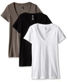 Cotton Blend V-Neck T-Shirt Featuring with Short Sleeve, Deep V-Neck and Confortable Fabric